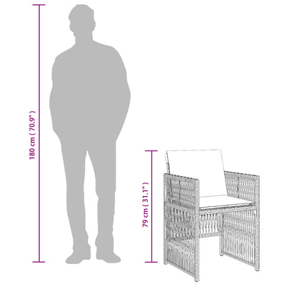 Gartenstühle mit Kissen 4 Stk. Grau Poly Rattan