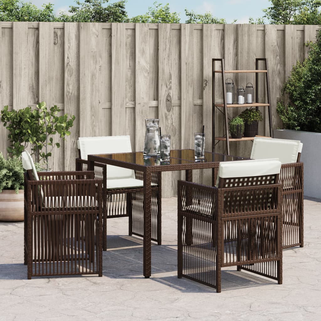 Gartenstühle mit Kissen 4 Stk. Braun Poly Rattan