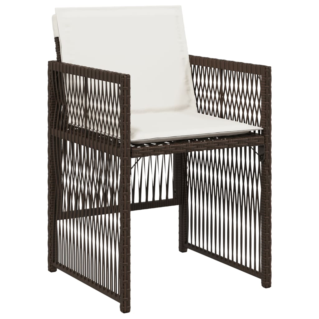 Gartenstühle mit Kissen 4 Stk. Braun Poly Rattan