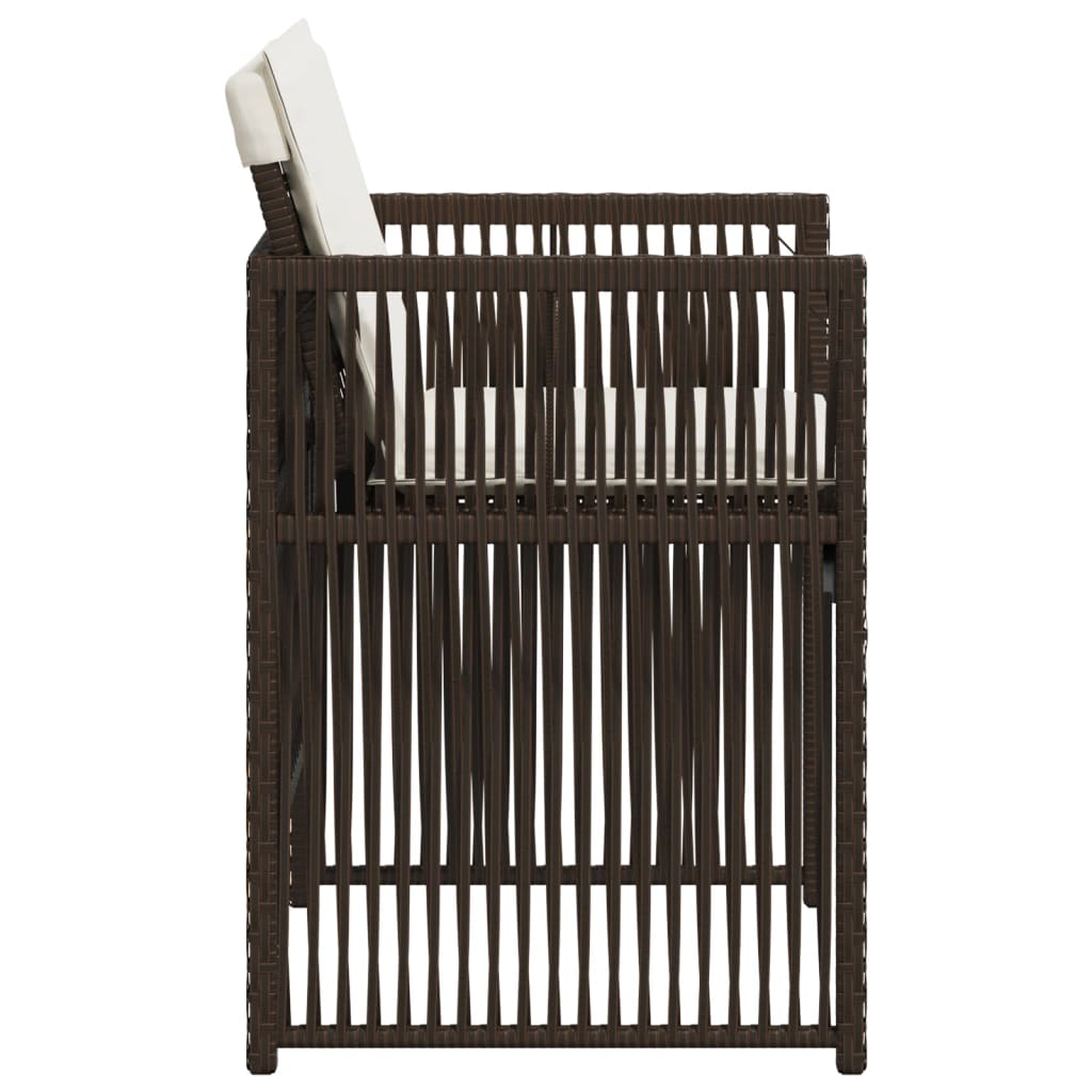 Gartenstühle mit Kissen 4 Stk. Braun Poly Rattan