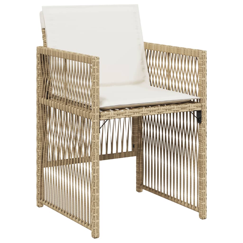 Gartenstühle mit Kissen 4 Stk. Beige Poly Rattan