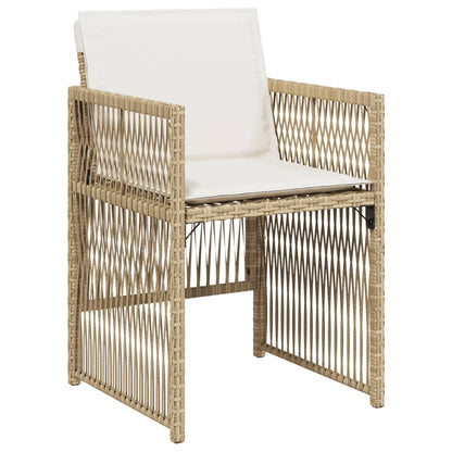 Gartenstühle mit Kissen 4 Stk. Beige Poly Rattan