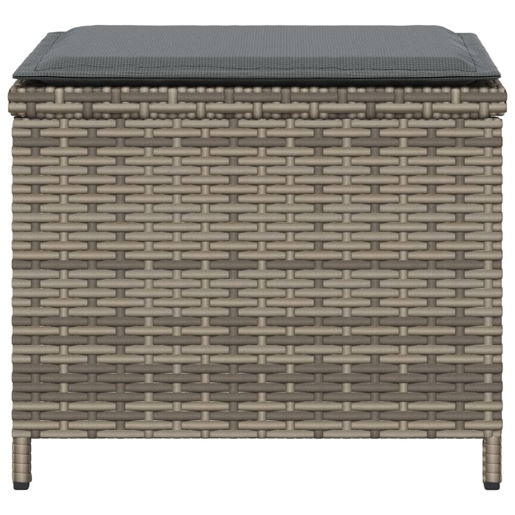Gartenhocker mit Kissen 4 Stk. Grau 41x41x36 cm Poly Rattan