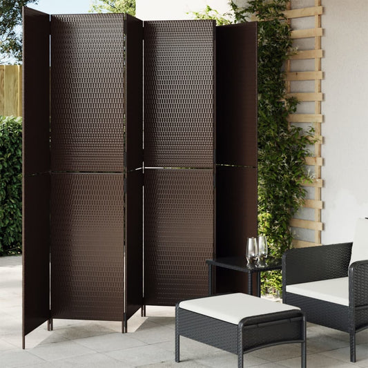 Paravent 6-tlg. Braun Poly Rattan