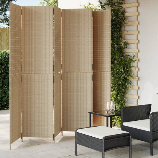 Paravent 6-tlg. Beige Poly Rattan