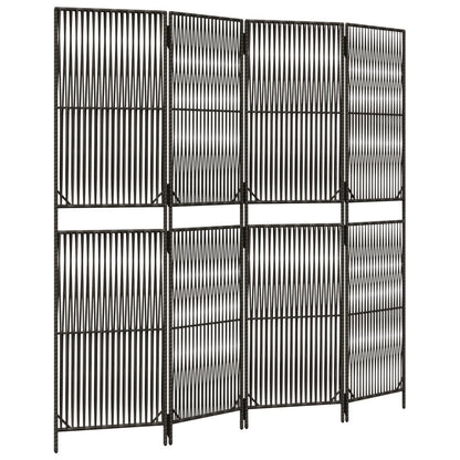 Paravent 4-tlg. Grau Poly Rattan