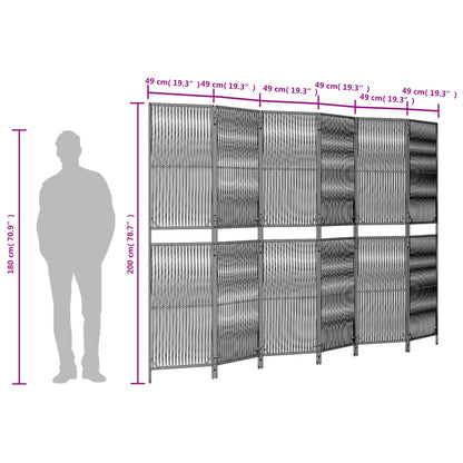 Paravent 6-tlg. Braun Poly Rattan