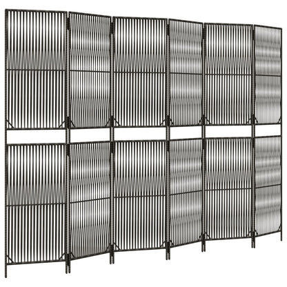 Paravent 6-tlg. Grau Poly Rattan