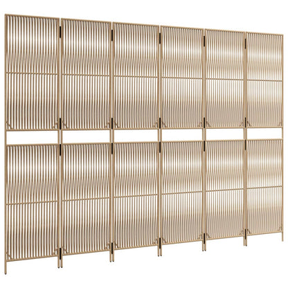 Paravent 6-tlg. Beige Poly Rattan