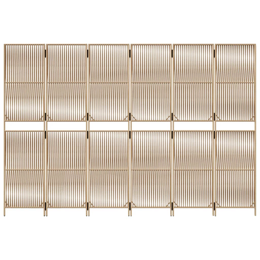 Paravent 6-tlg. Beige Poly Rattan