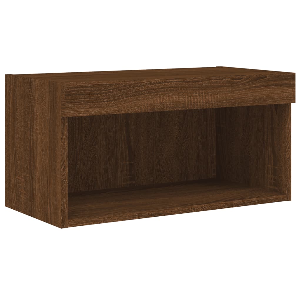 TV-Schrank mit LED-Leuchten Braun Eichen-Optik 60x30x30 cm