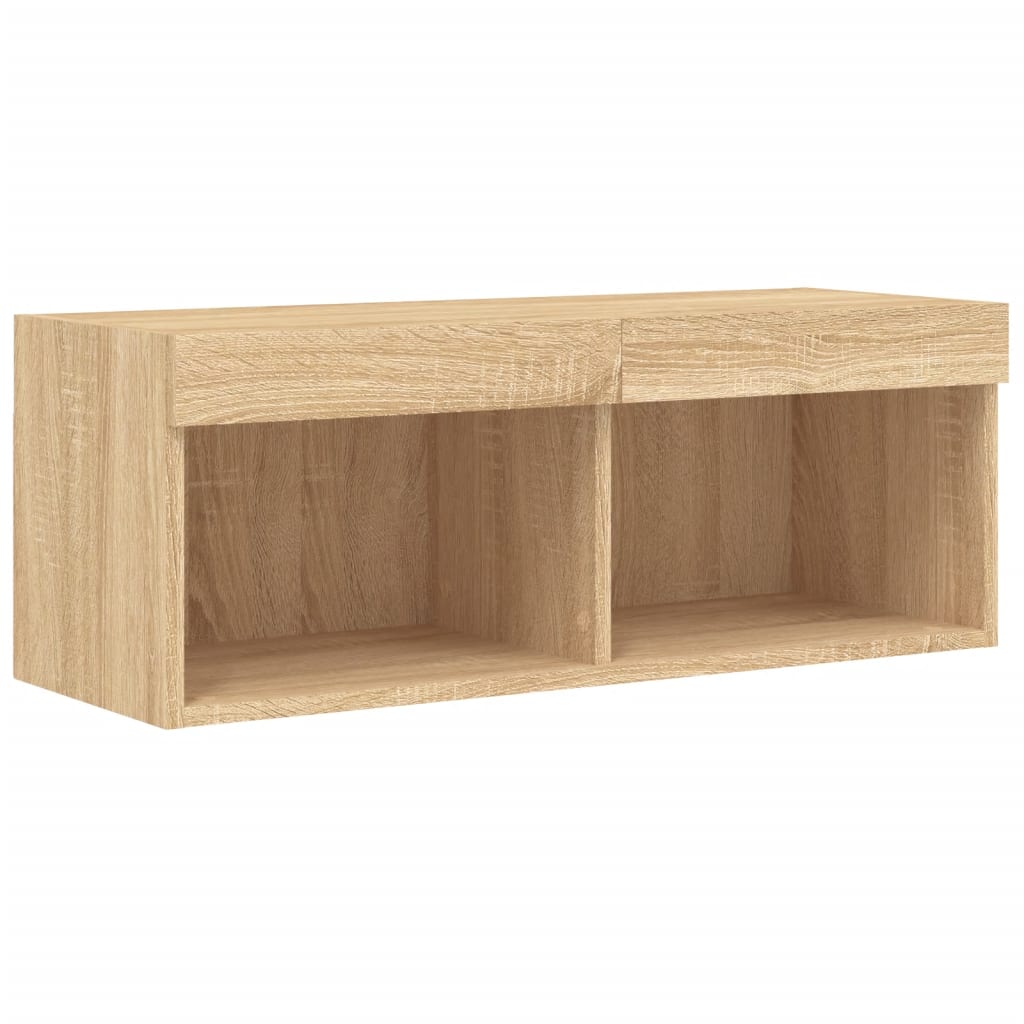 TV-Schrank mit LED-Leuchten Sonoma-Eiche 80x30x30 cm