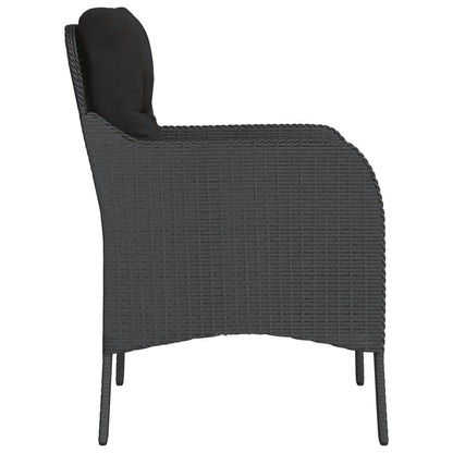 Gartenstühle mit Kissen 2 Stk. Schwarz Poly Rattan