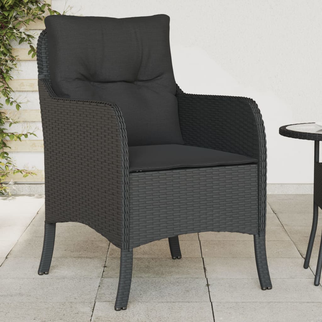 Gartenstühle mit Kissen 2 Stk. Schwarz Poly Rattan