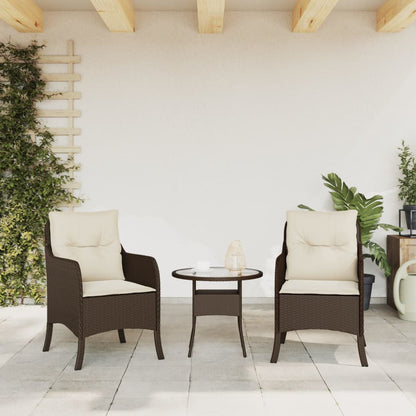 Gartenstühle mit Kissen 2 Stk. Braun Poly Rattan