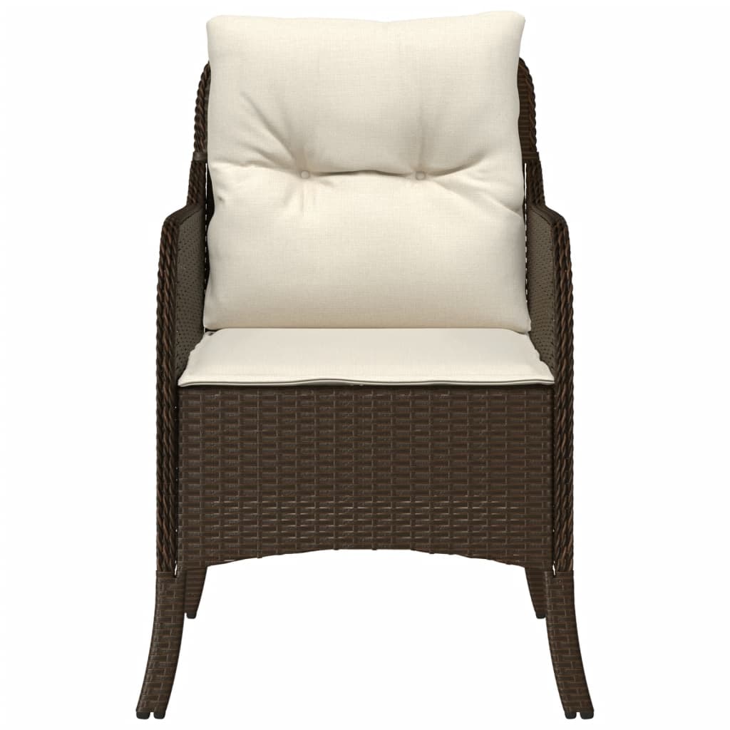 Gartenstühle mit Kissen 2 Stk. Braun Poly Rattan