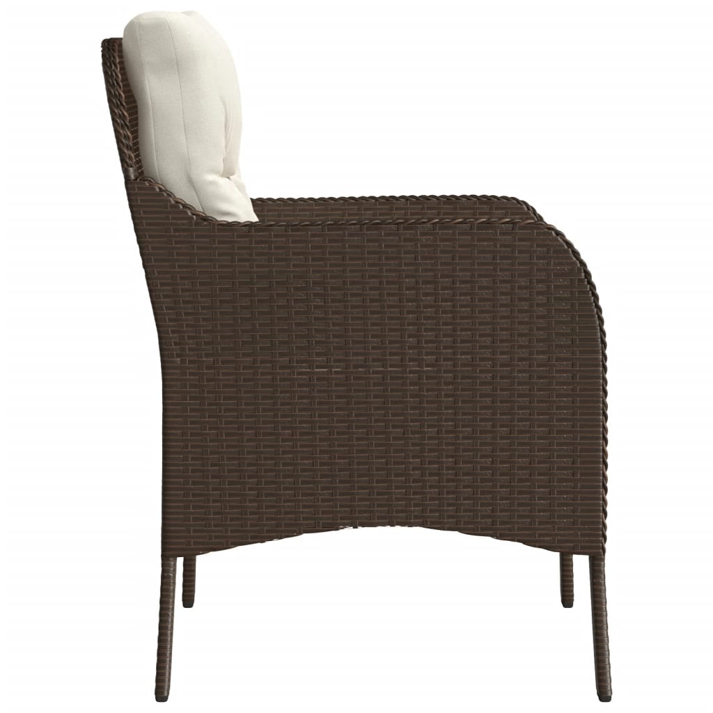 Gartenstühle mit Kissen 2 Stk. Braun Poly Rattan