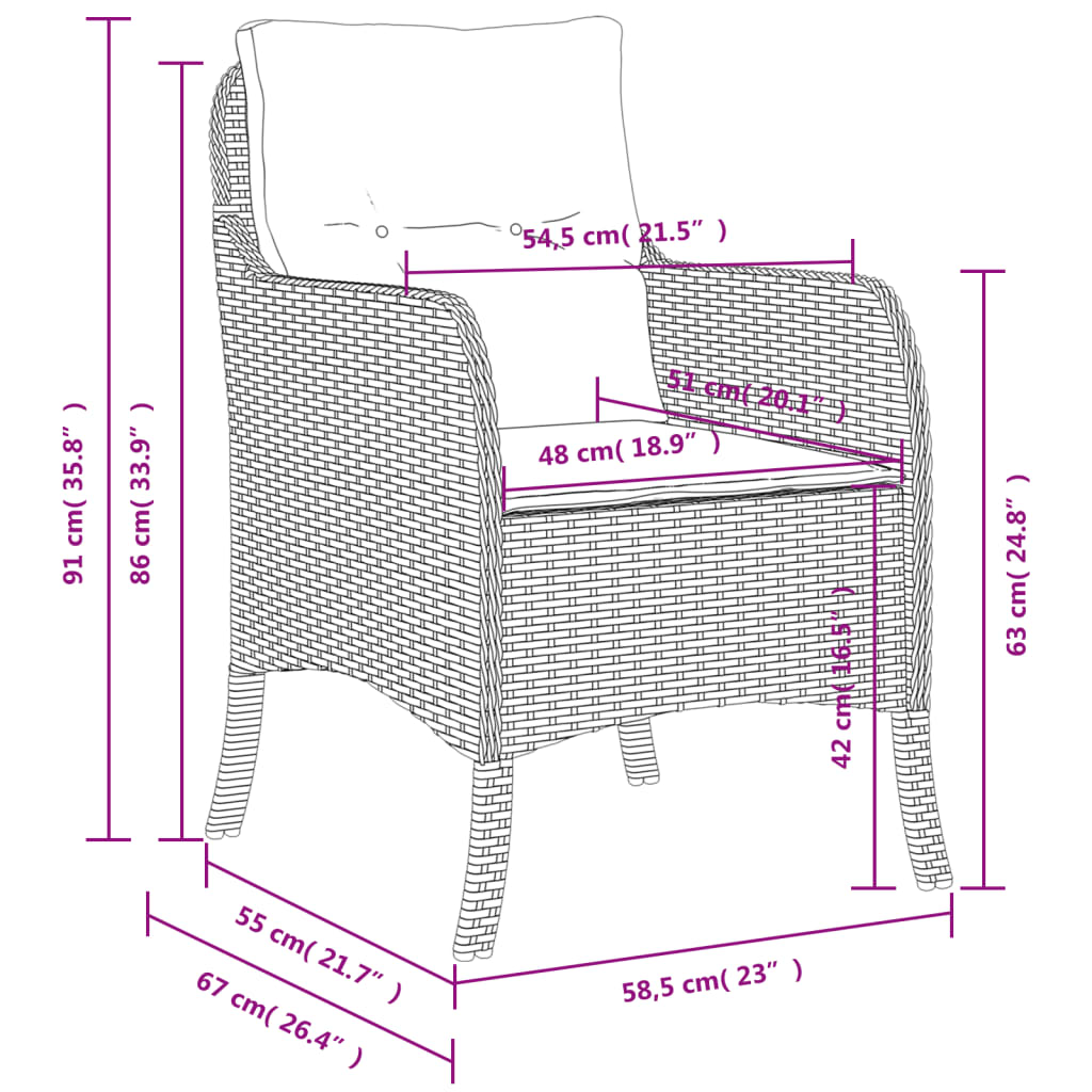 Gartenstühle mit Kissen 2 Stk. Hellgrau Poly Rattan