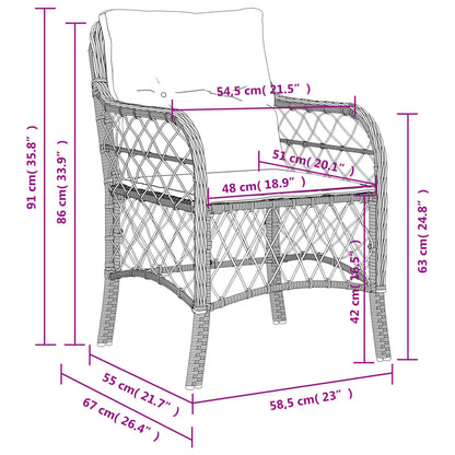 Gartenstühle mit Kissen 2 Stk. Grau Poly Rattan