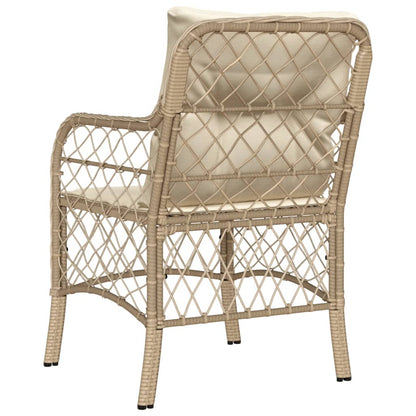 Gartenstühle mit Kissen 2 Stk. Beige Poly Rattan