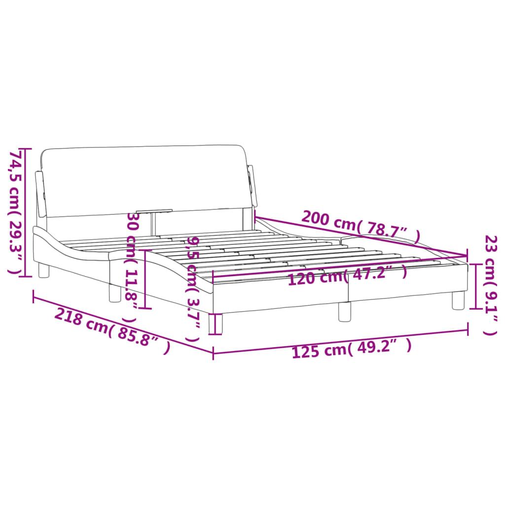 Bettgestell "Dover" Dunkelgrau 120x200 cm Samt
