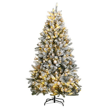 Künstlicher Weihnachtsbaum Klappbar 300 LEDs & Kugeln 210 cm