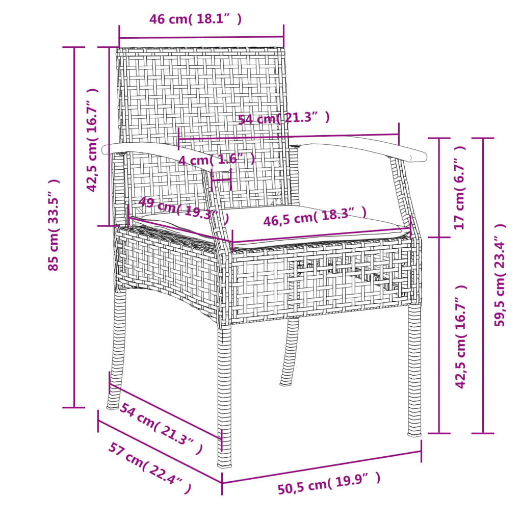 Gartenstühle mit Kissen 2 Stk. Beige Poly Rattan Akazienholz