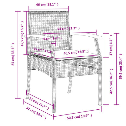 Gartenstühle mit Kissen 4 Stk. Grau Poly Rattan Akazienholz