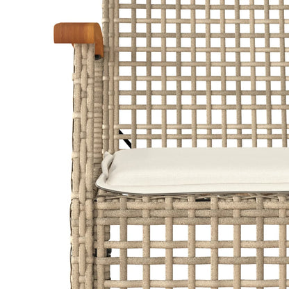 Gartenstühle mit Kissen 4 Stk. Beige Poly Rattan Akazienholz