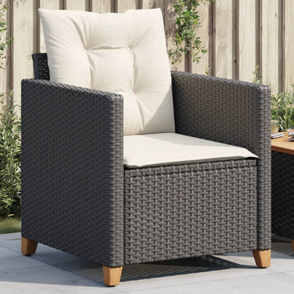 Gartensessel mit Kissen Schwarz Poly Rattan