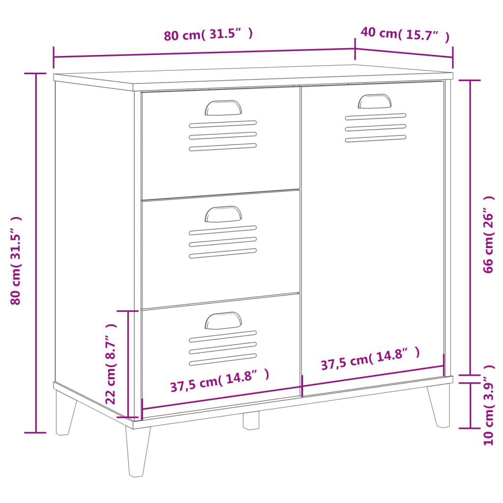 Sideboard VIKEN Schwarz 80x40x80 cm Holzwerkstoff