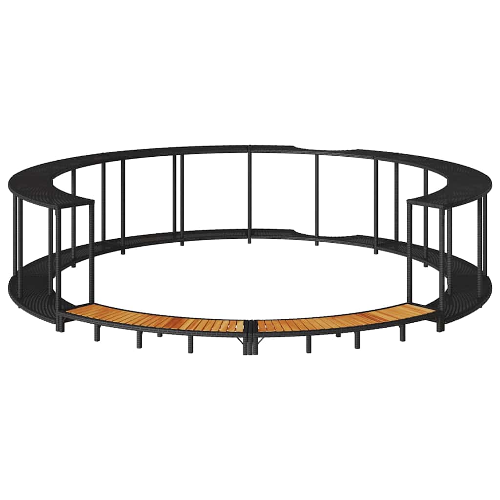 Whirlpool-Umrandung mit Stauraum Holztreppe Schwarz Poly Rattan