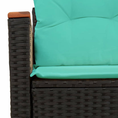 Gartensofa mit Kissen 2-Sitzer Schwarz Poly Rattan