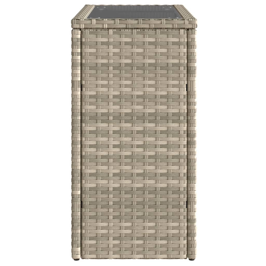Garten-Beistelltisch mit Glasplatte 58x27,5x55 cm Poly Rattan