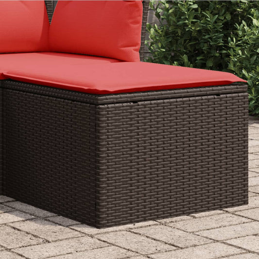 Gartenhocker mit Kissen Braun 55x55x37 cm Poly Rattan