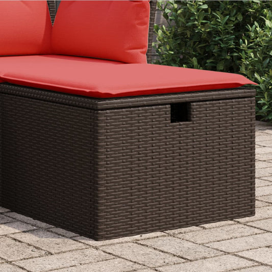 Gartenhocker mit Kissen Braun 55x55x37 cm Poly Rattan