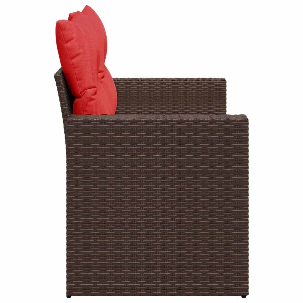 Gartensofa mit Kissen 2-Sitzer Braun Poly Rattan