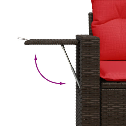 Gartensofa mit Kissen 2-Sitzer Braun Poly Rattan