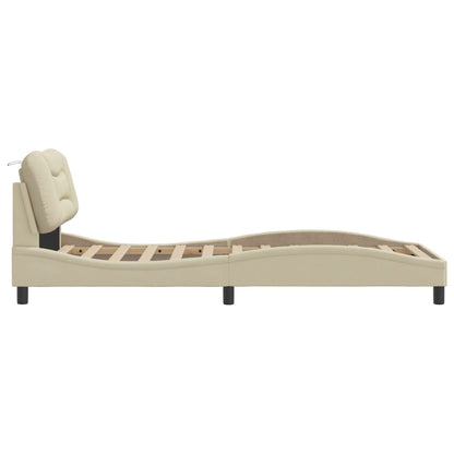 Bettgestell ohne Matratze "Hvar" Creme 80x200 cm Stoff