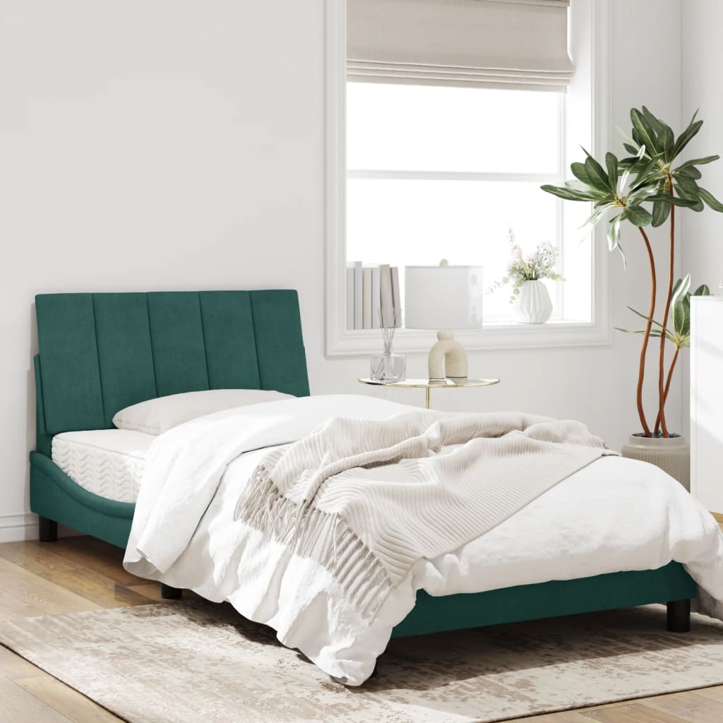 Bettgestell ohne Matratze "Hanko" Dunkelgrün 100x200 cm Samt