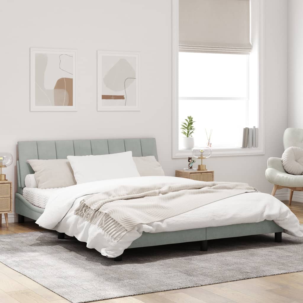 Bettgestell ohne Matratze "Hanko" Hellgrau 160x200 cm Samt