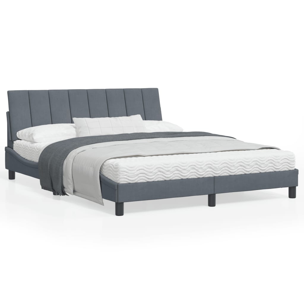Bettgestell ohne Matratze "Hanko" Dunkelgrau 160x200 cm Samt