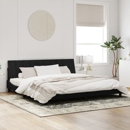 Bettgestell ohne Matratze "Hanko" Schwarz 200x200 cm Samt