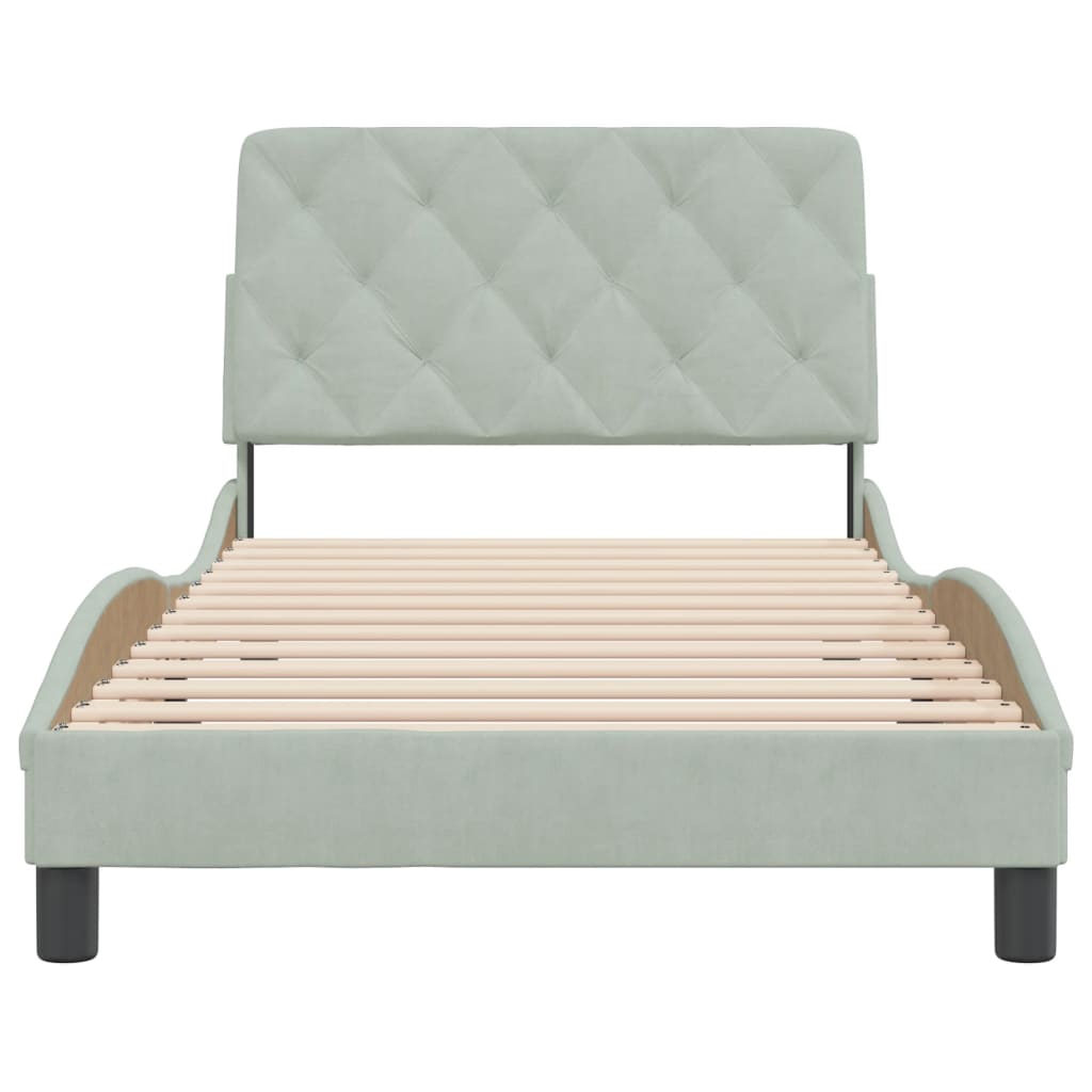 Bettgestell ohne Matratze Hellgrau 100x200 cm Samt