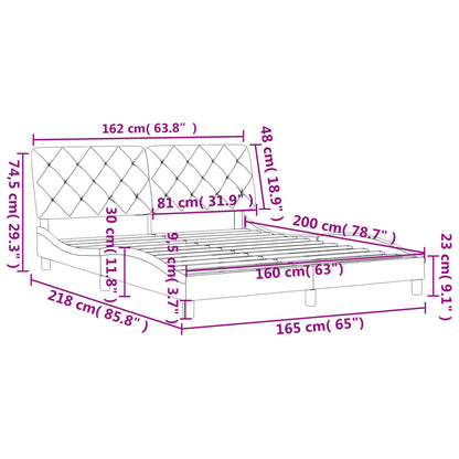 Bettgestell ohne Matratze Dunkelgrau 160x200 cm Samt