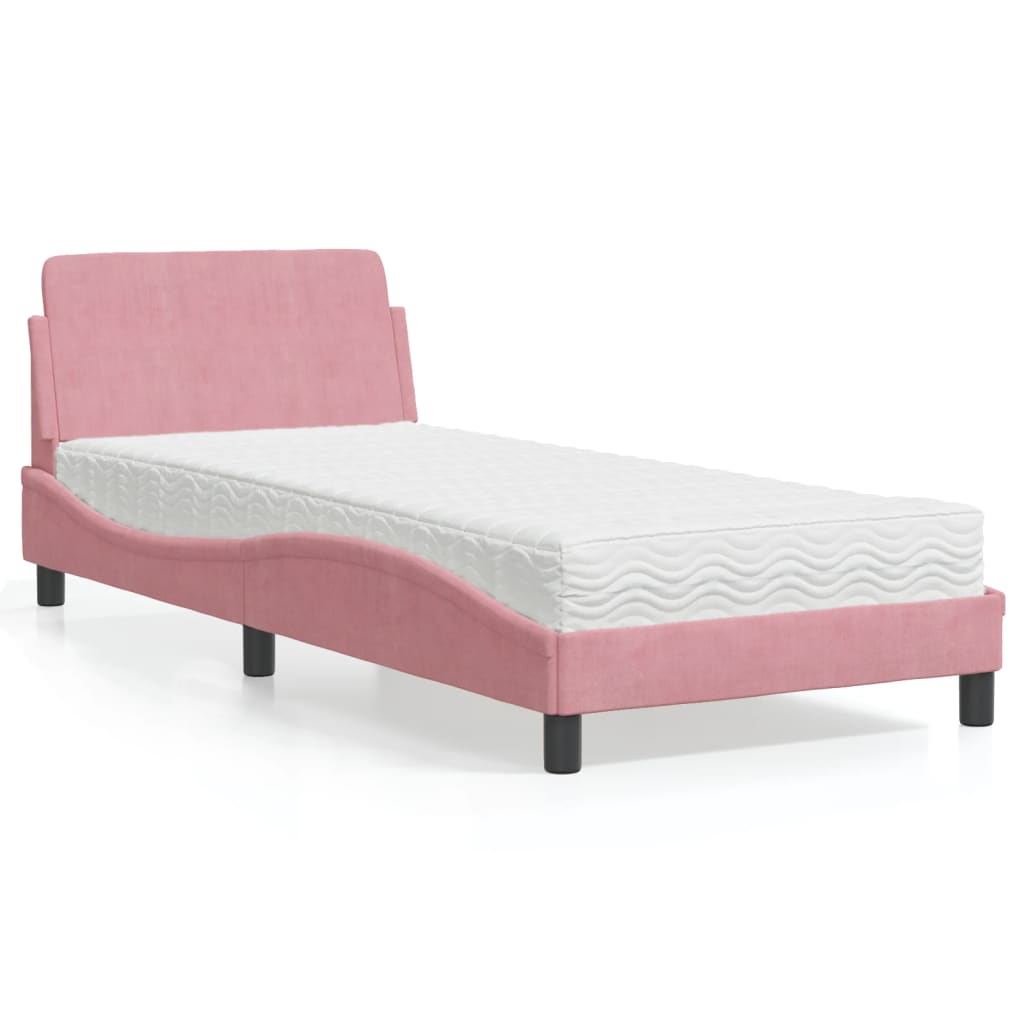 Bett mit Matratze "Dover" Rosa 80x200 cm Samt