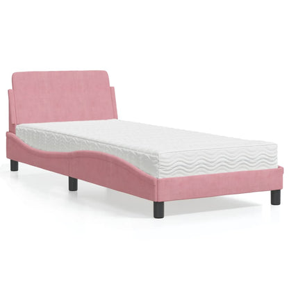 Bett mit Matratze "Dover" Rosa 80x200 cm Samt