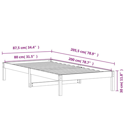 Tagesbett ohne Matratze Wachsbraun 80x200 cm Massivholz Kiefer