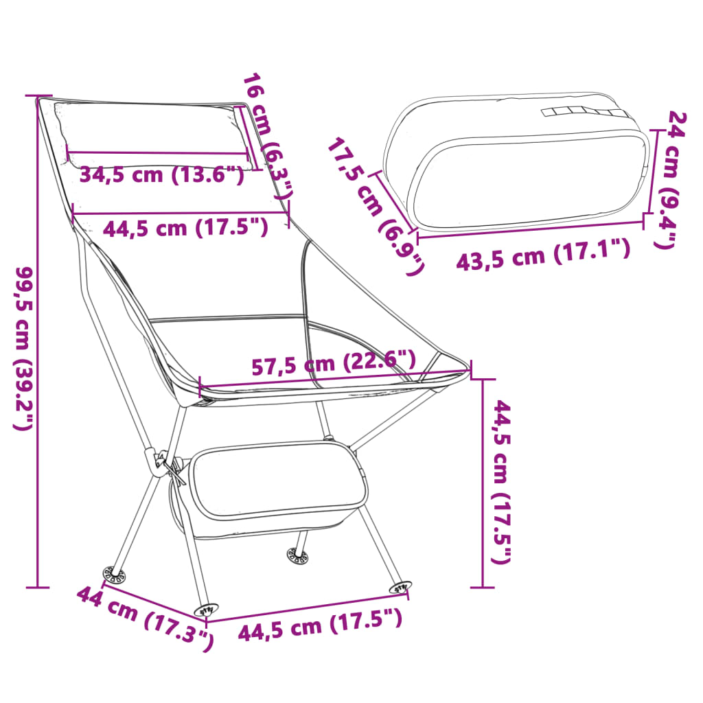 Campingstühle 2 Stk. Klappbar Schwarz Oxford-Gewebe Aluminium