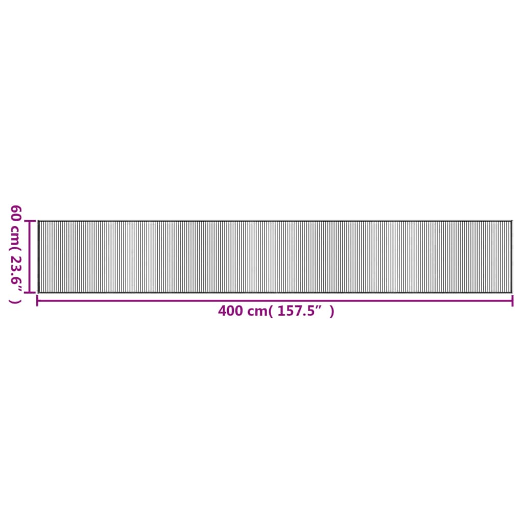 Teppich Rechteckig Schwarz 60x400 cm Bambus